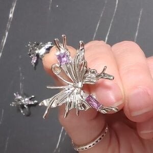 NEW Sterling Silver Butterfly Ring Pink Tourmaline S925